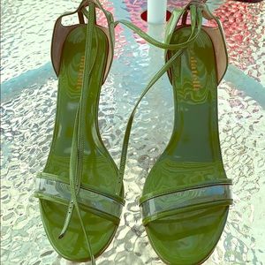 Green patent Datelli Wedge Heels
